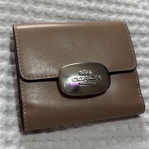 Coach Eliza Leather Wallet with Silver Closure